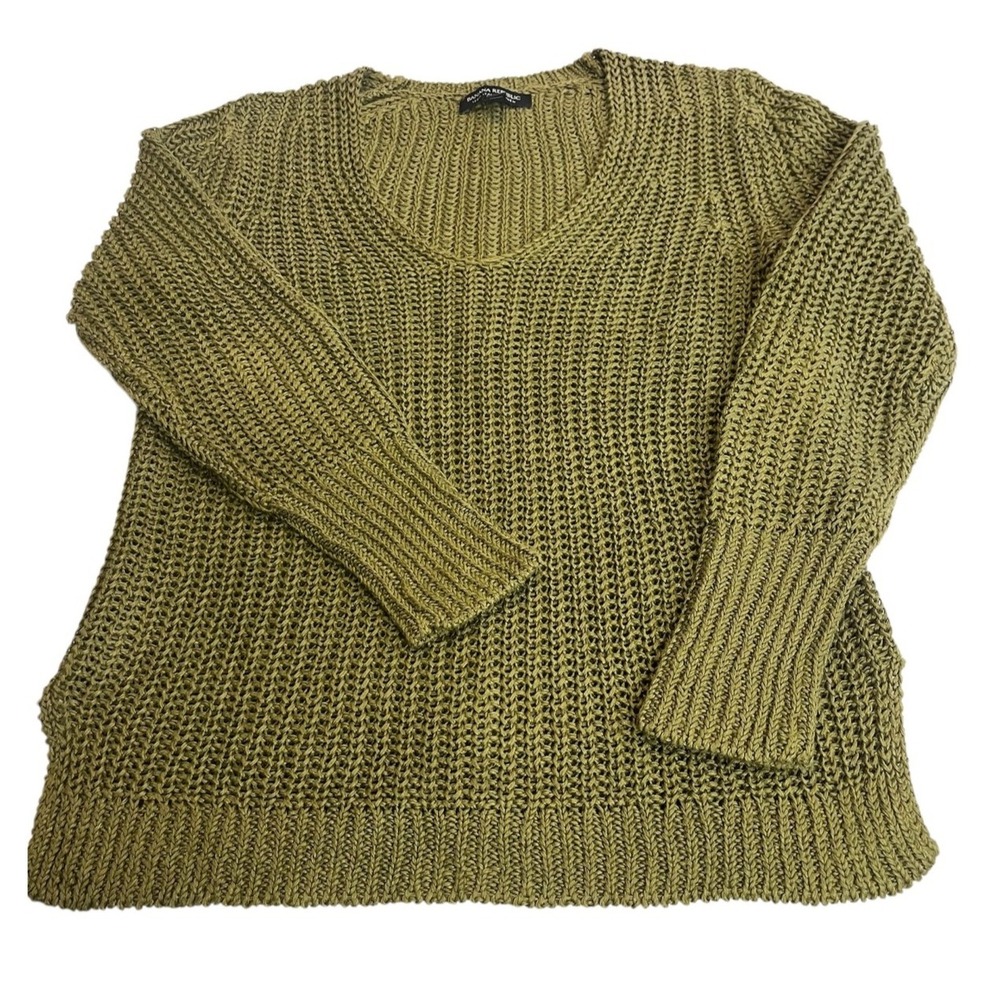 Banana Republic 100% Italian Linen Sweater Womens sz S Olive Green Fall Staple